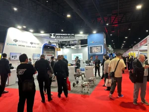 Visitors in the DronTech Asia 2024 exhibition hall at IMPACT, Bangkok