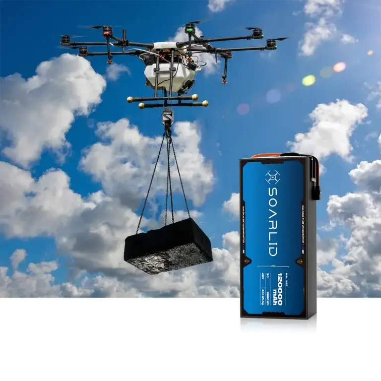 Heavy-lift transport drone carrying a sling load