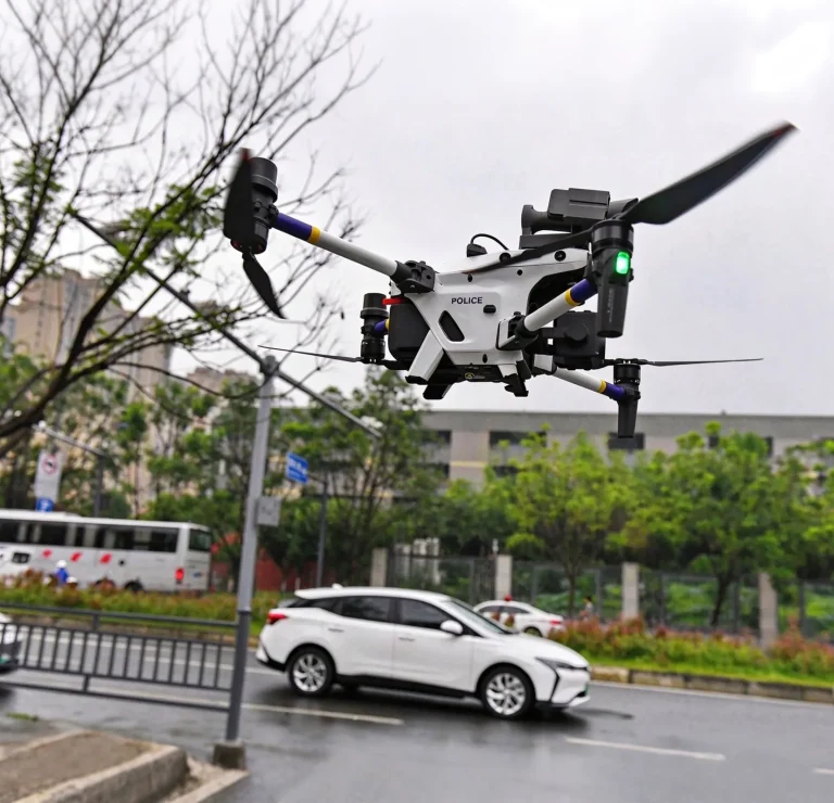 Police drone on street patrol